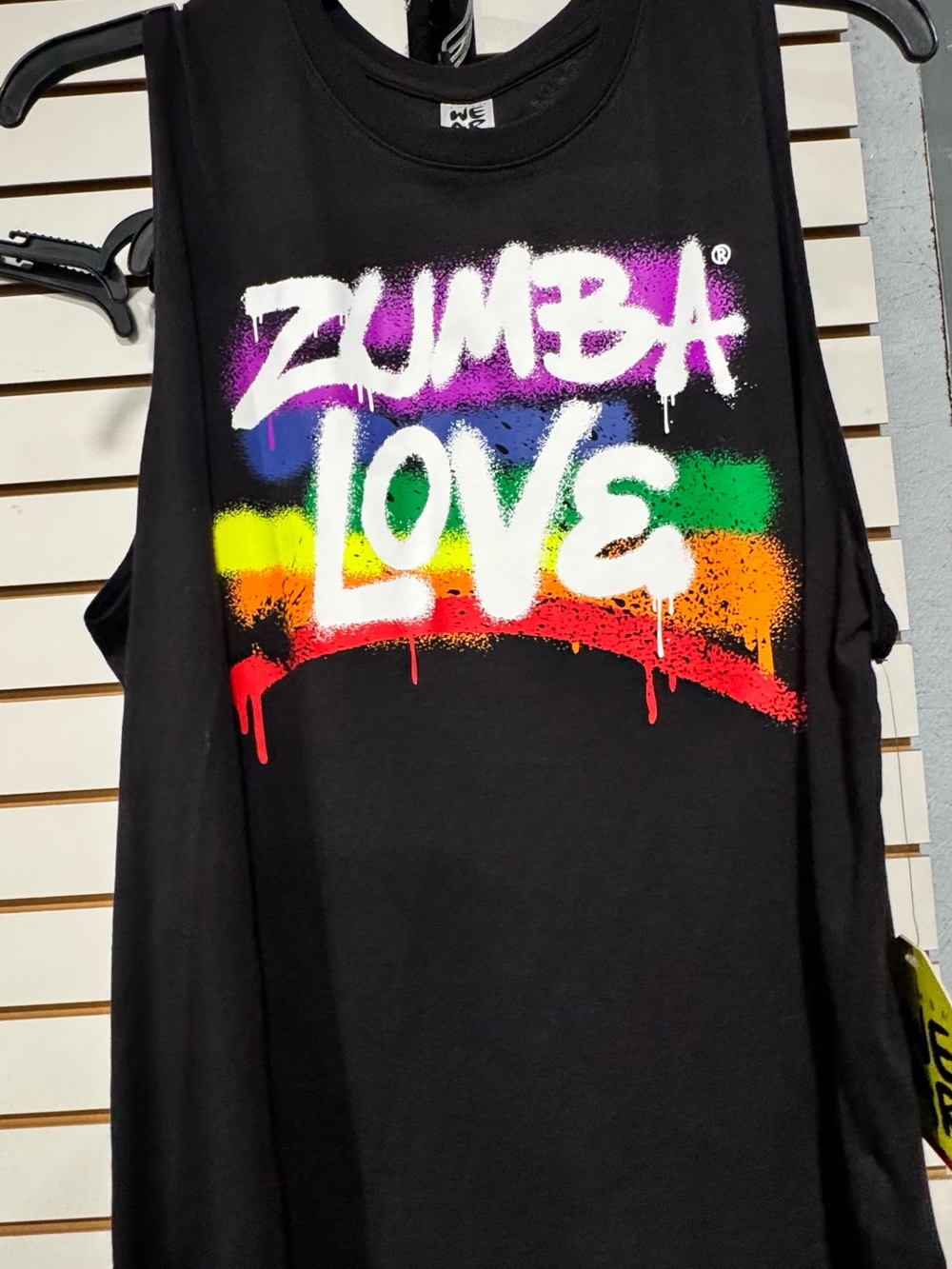Zumba Fitness Black Tank with Rainbow Spray 'ZUMBA LOVE' Graphic